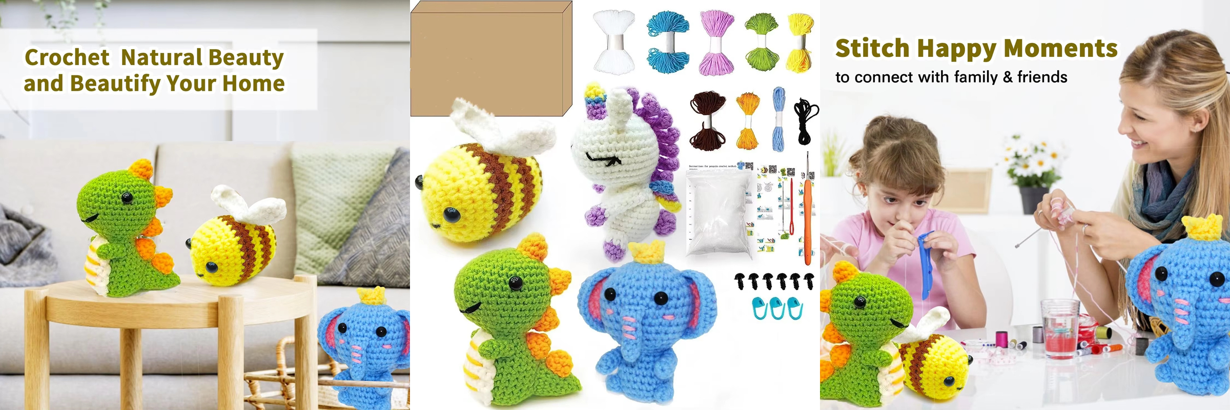 Unisex Crochet Kit for Beginners Animal Knitting with Step-by-Step Video Tutorials DIY Weaving Crafts Set