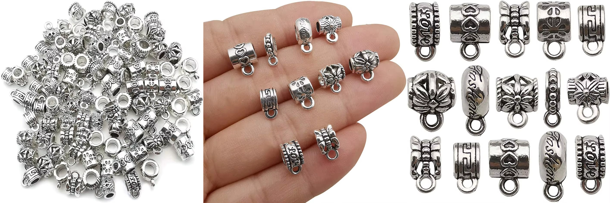 High quality Clasp Bail Charms Bail Tube Beads Loose Spacer Bead Hanger Charm for Jewelry Making DIY Necklace Bracelet