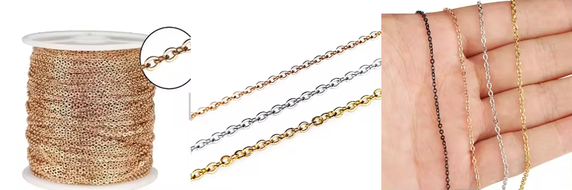 3 m DIY Jewelry Findings Gold Plated Stainless Steel Cable Chain Roll for Jewelry Making