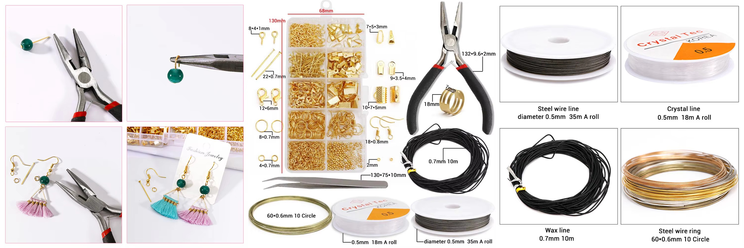 Jewelry Making Kits Earring Hooks Jump Rings Lobster Clasp Chain DIY Jewelry Set