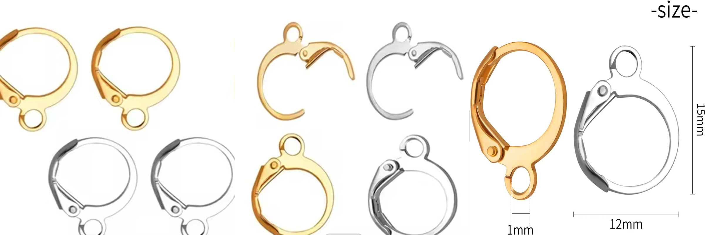 Stainless Steel Hypoallergenic Gold Silver French Earring Hooks Wire Ear Clasps Settings Base for DIY Jewelry Making