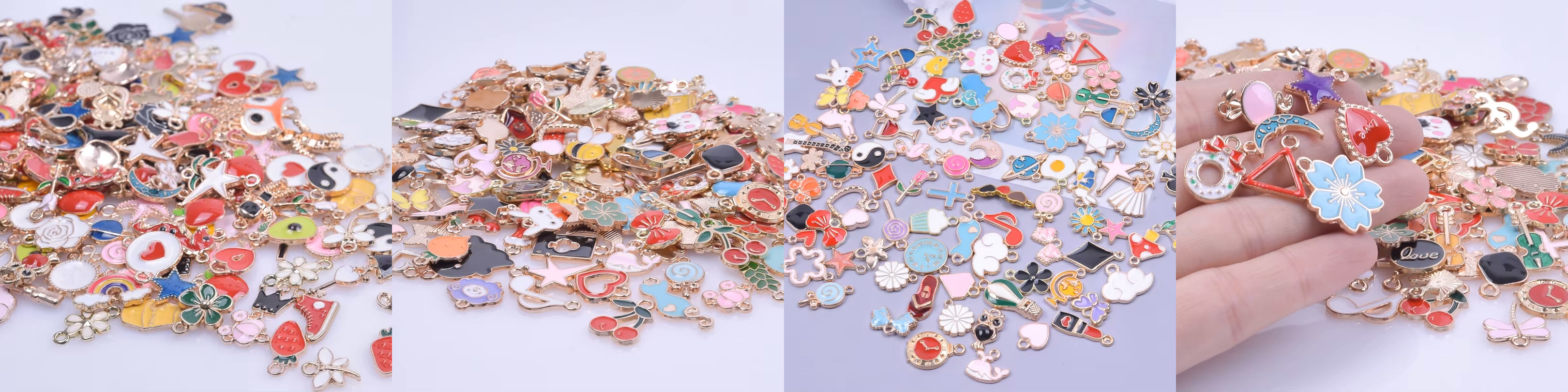 DIY colorful oil dropped keychain pendant for mixed random packing jewelry accessory charms for handmade alloy pendant