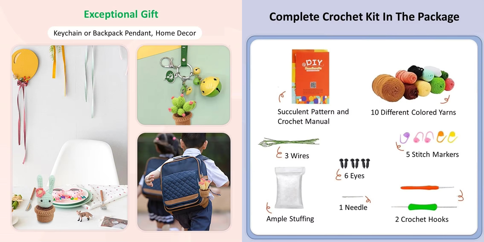 6 pcs Plant Doll Crochet Kit for Beginner Easy DIY Knitting Doll Process Learn to Weaving Succulent Plants Sets