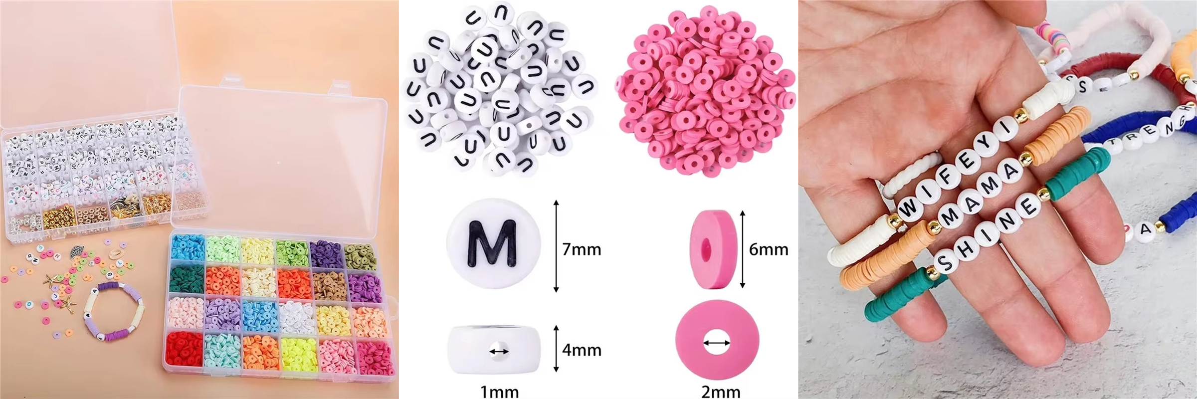 Clay Beads with Letter Beads Sets Polymer Spacer Beads DIY Jewelry Making Kits