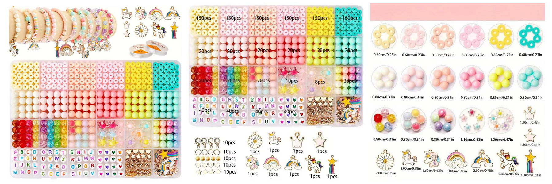 Polymer Clay Bead Kits for Kids DIY Friendship Making Necklace Charm Pendant Set