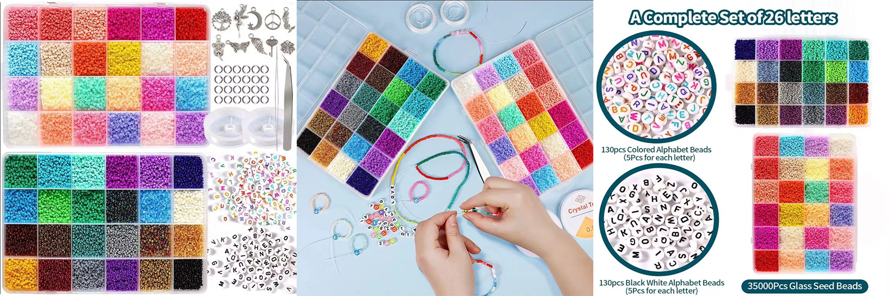 Czech Glass Seed Bead Kits DIY Jewelry Making Set Letter Beads Crafts Accesorios