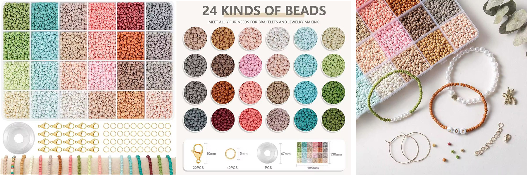 320 g Glass Seed Beads 24 Colors Suitable Beginner DIY Hobby Jewelry Making Kits