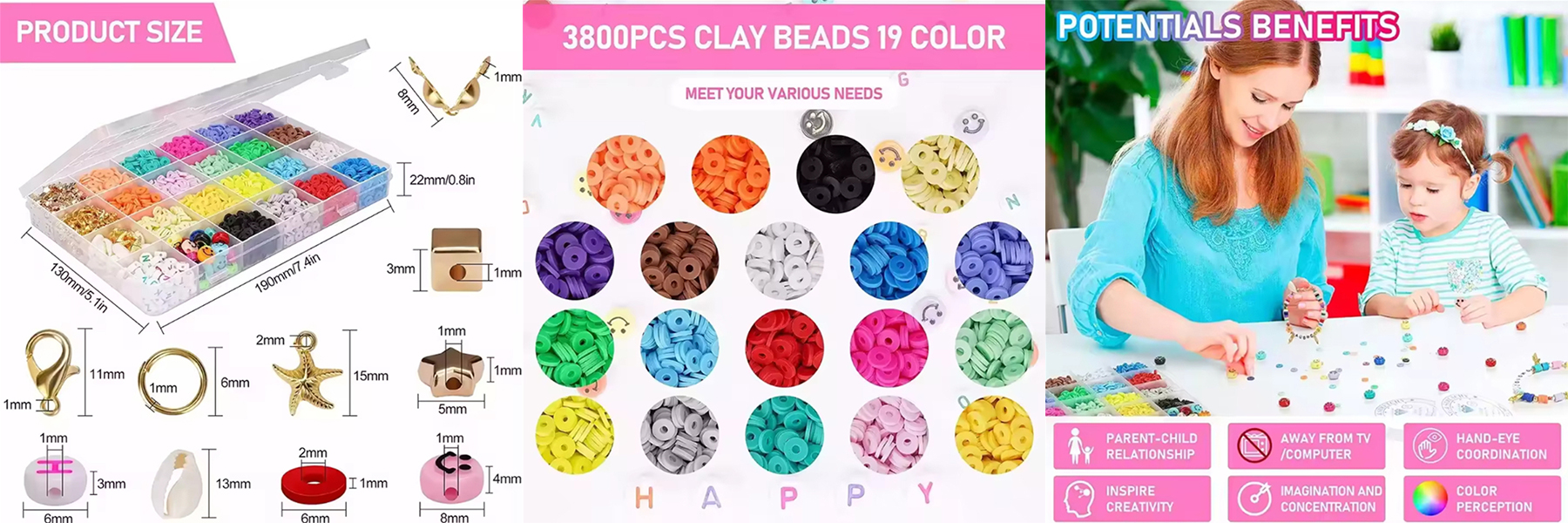 6mm Polymer Clay Beads Kit Flat Round Spacer Letter Beads DIY Jewelry Making Set