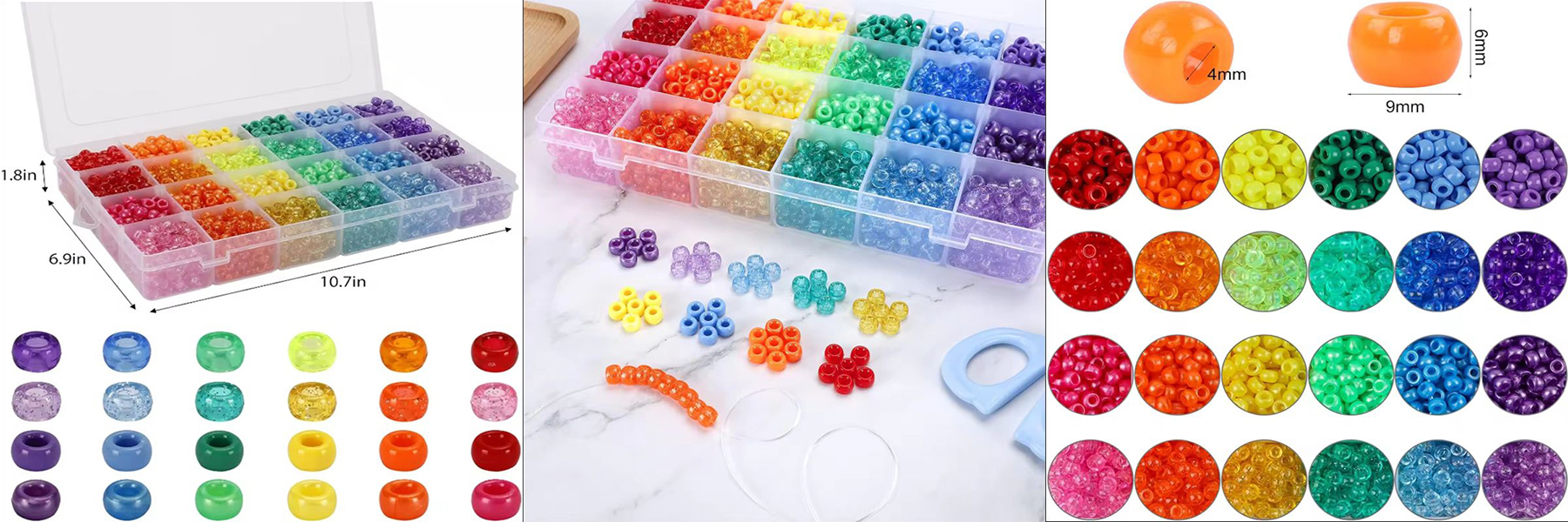 6x9mm Plastic Acrylic Bucket Beads Kits Charms DIY Making Craft Decoration Beads