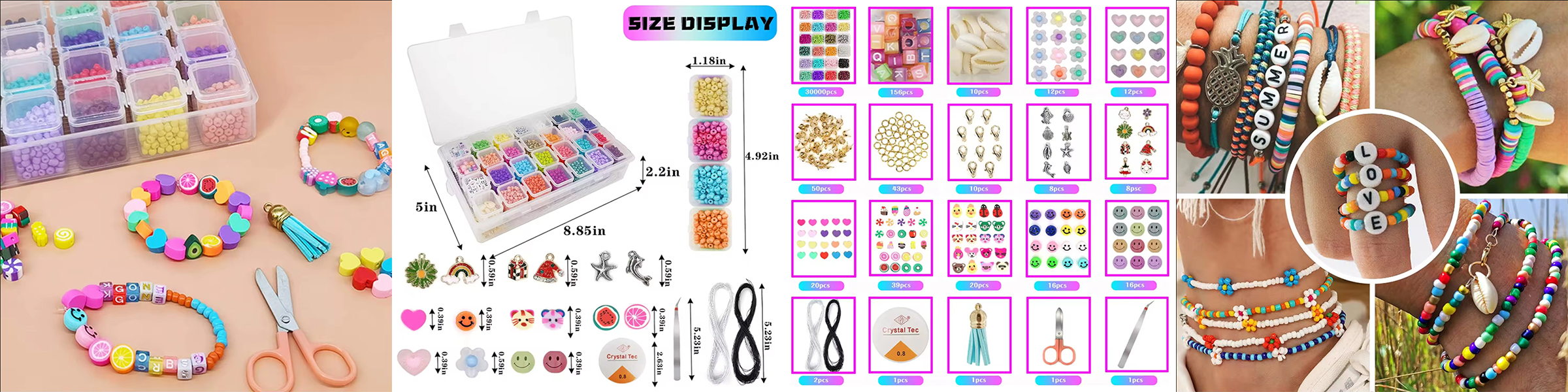 28 Color Glass Seed Beads Set Letter Beads DIY Making Name Charm Jewelry Kits