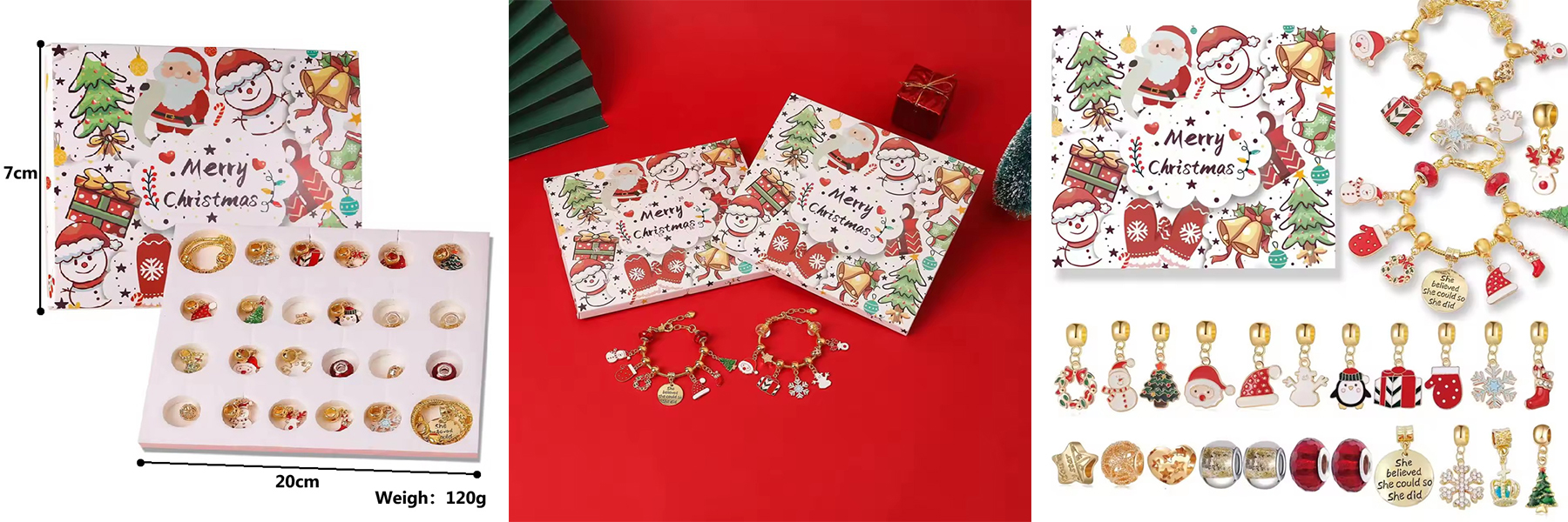 Christmas Advent Calendar DIY Jewelry Kits Children New Year Countdown Gifts Set