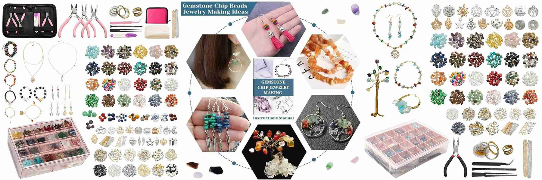 Irregular Natural Stone Jewelry Kits DIY Beaded Jewelry Making Gravel Beads Set