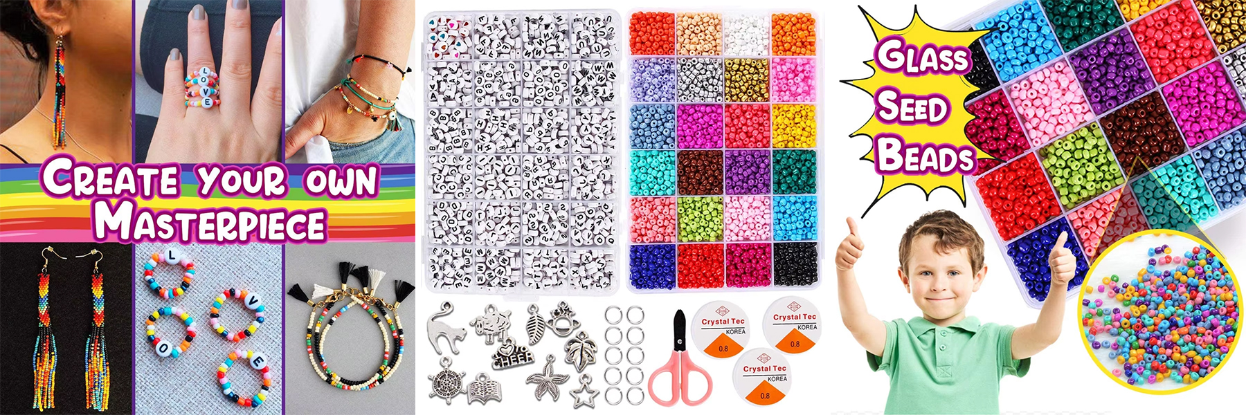 4mm Glass Seed Beads and Letter Beads Kits DIY Fashionable Jewelry Making Set