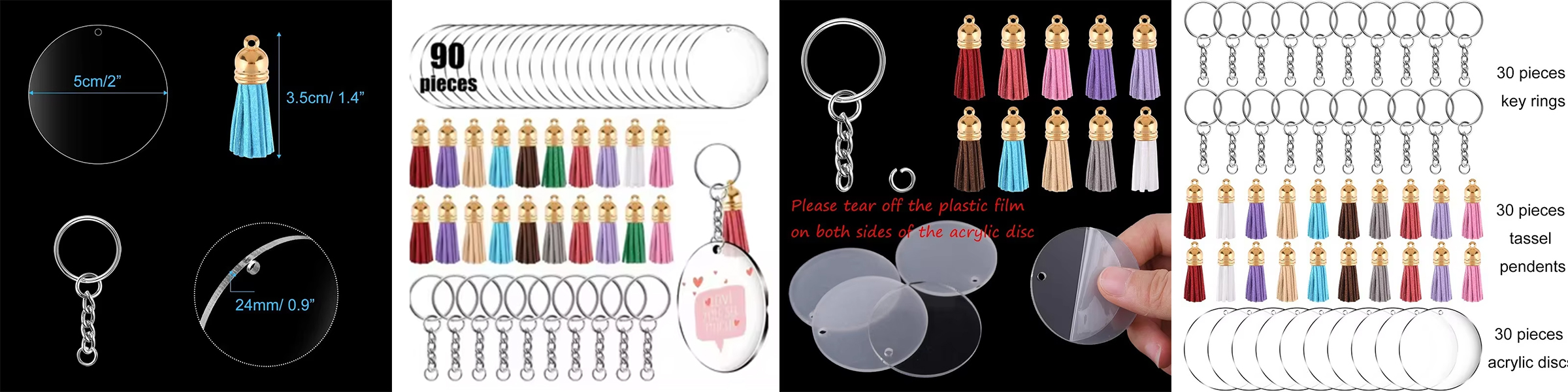 Factory Direct selling Acrylic Round Plate DIY Keychain Making Kit