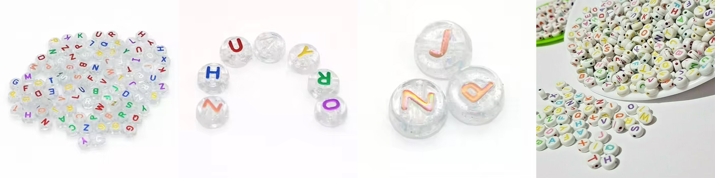 luminous Alphabet Letter Mixed Color Bead Flat Round Bead Glow in the Dark Beads