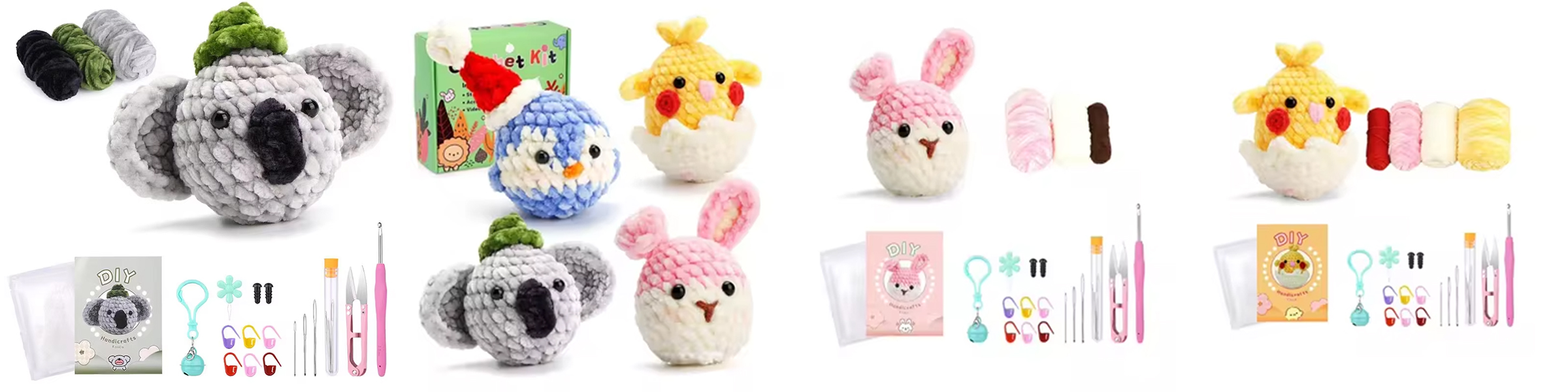 Crochet Animal Kit for Beginners Offer Video Tutorials DIY Knit Crochet Doll Set