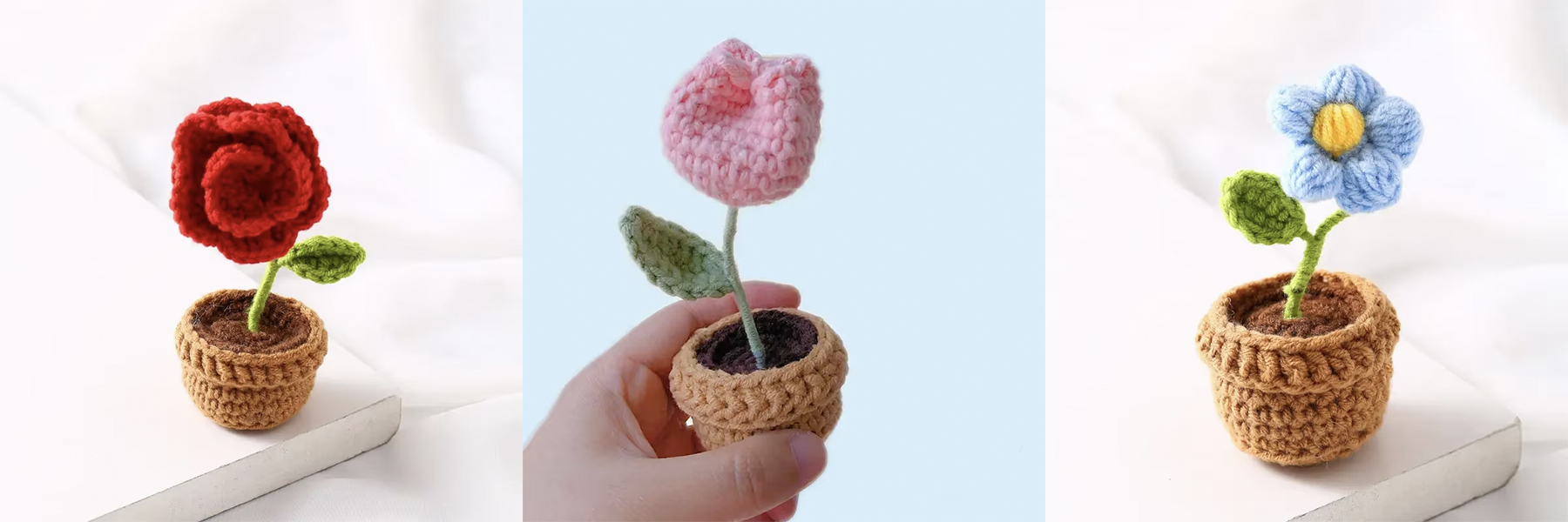 Hot Sale DIY Plant Crochet Flower Hand Knitting Crochet Cotton Doll Handmade Set