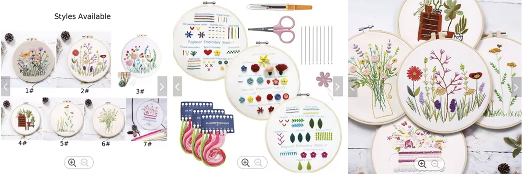 Flower Embroidery Design Beginner DIY Kits Round Cross Stitch Sewing Craft Kits