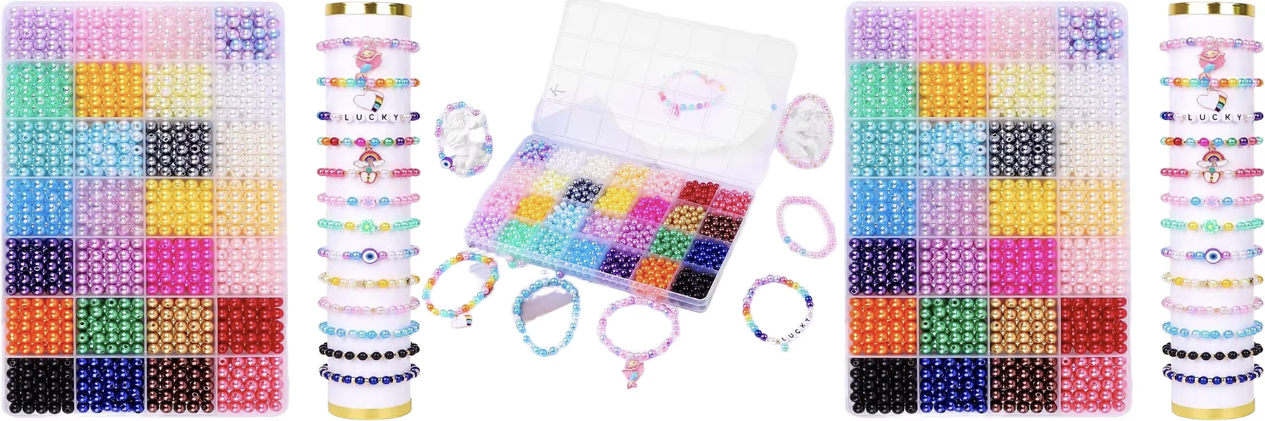 Colorful Acrylic Pearl Beads Kits GIrl DIY Artificial Pearl Jewelry Beaded Set