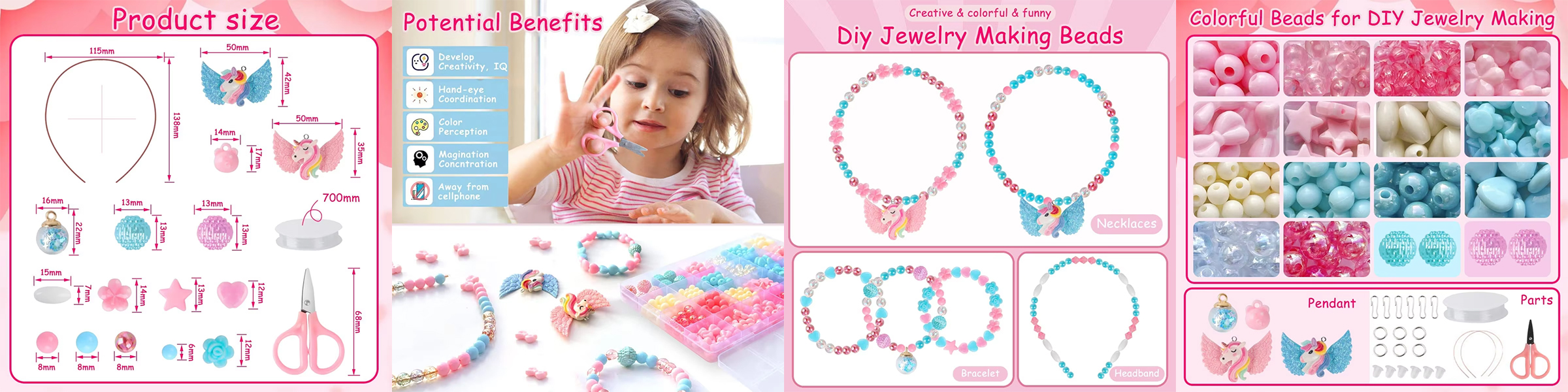 Pink & Blue Color Kids Bracelet Jewelry Art Craft Kits DIY Bracelet Making Sets