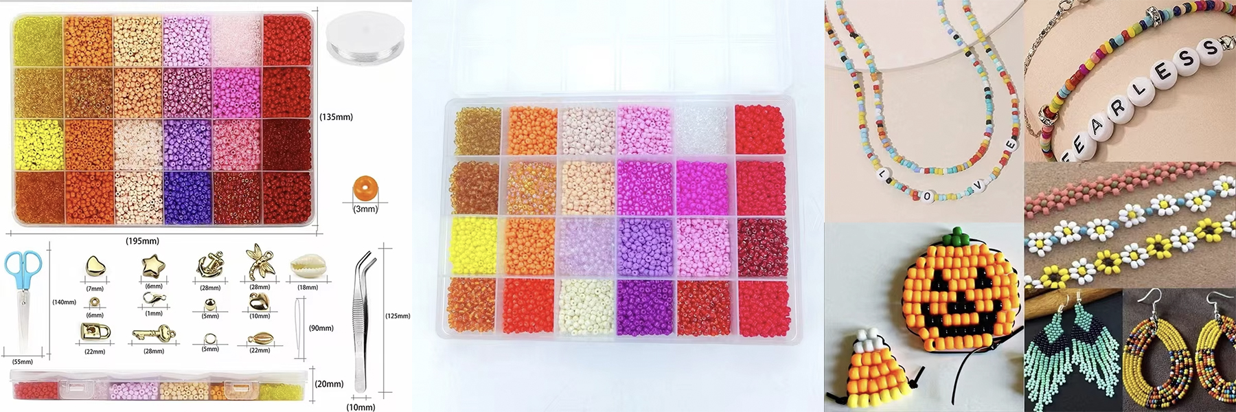 Wholesale 4mm Colorful Acrylic Seed Beads DIY Bracelet Necklace Jewelry Make Kit