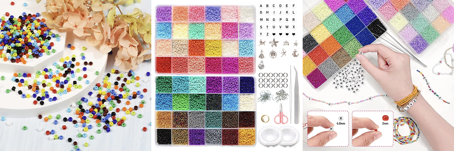 2 3 4mm Seed Bead Kits Girls DIY Jewellery Making Necklace Bracelet Earrings Set