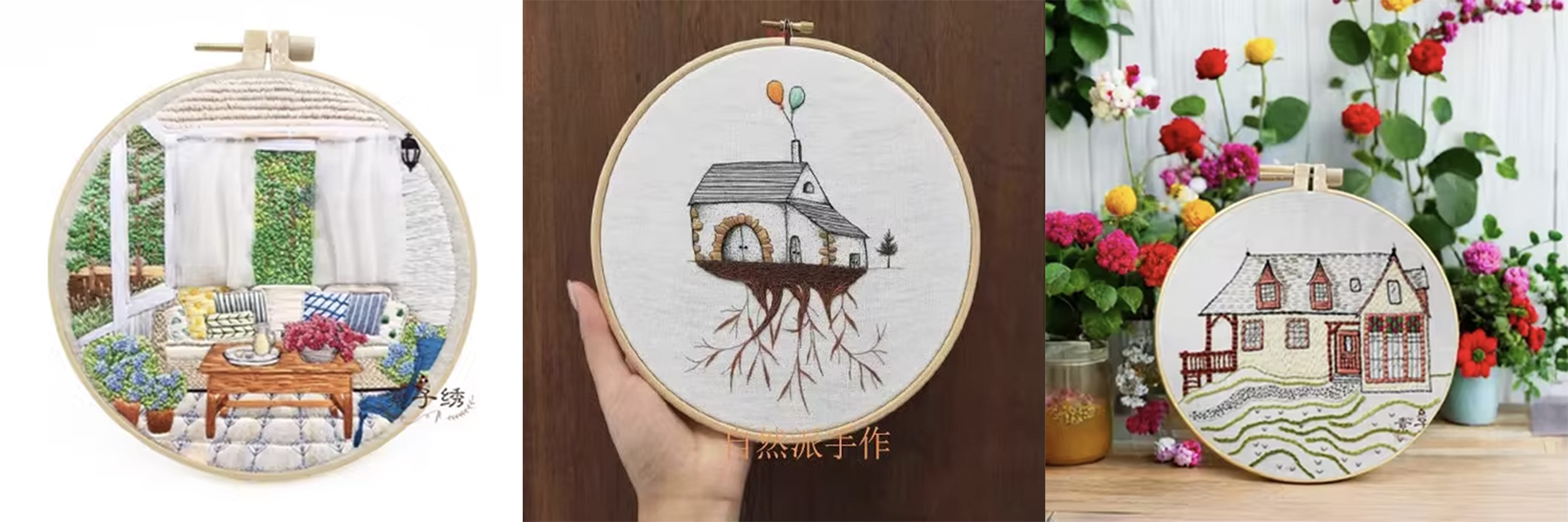 Handmade Creative Embroidery Material Novice Learning Embroidery Building Design