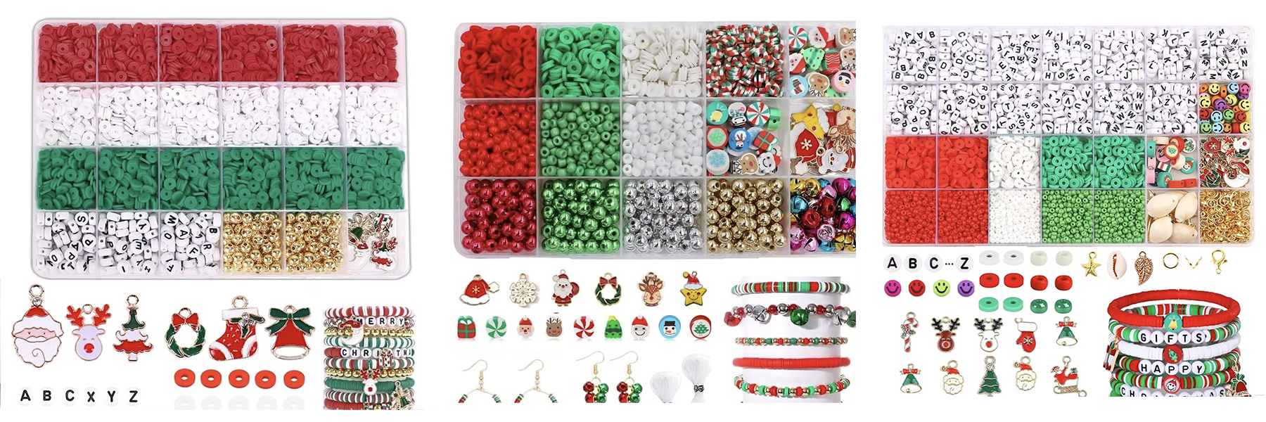 Christmas Polymer Clay Beads DIY Jewelry Make Kit Colored Charm Letter Beads Set