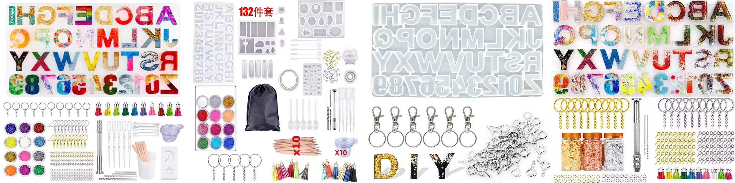 Epoxy Resin Alphabet Jewelry Making Kits Beginners Making DIY Casting Molds Set