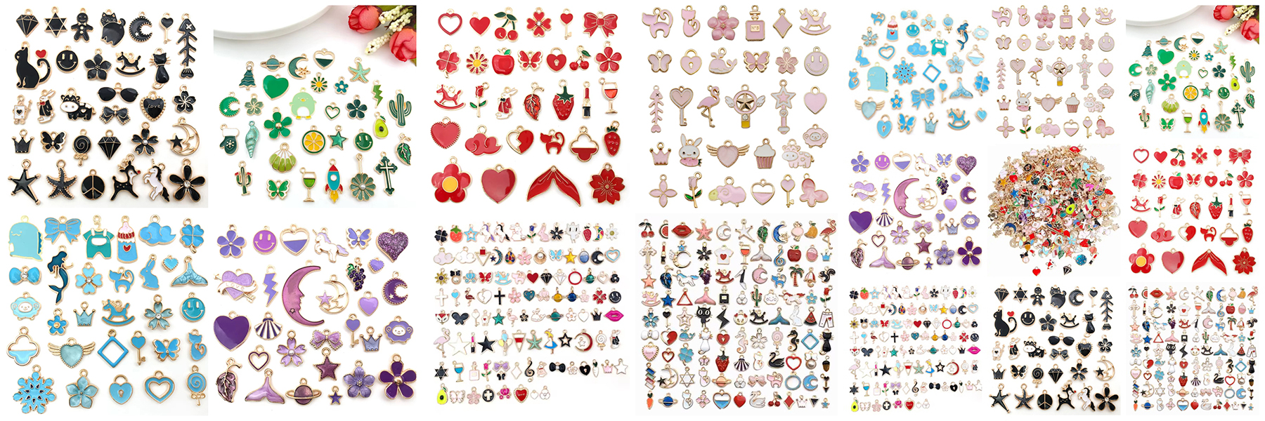 Mix Enamel Alloy Pendants DIY Making Jewelry Oil Dripping Charms Components