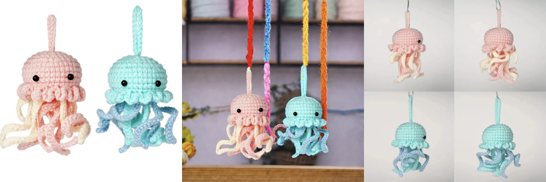 Jellyfish DIY Craft Crochet Kits Knitting Yarn Thread Needles Knit Hook Tool Set