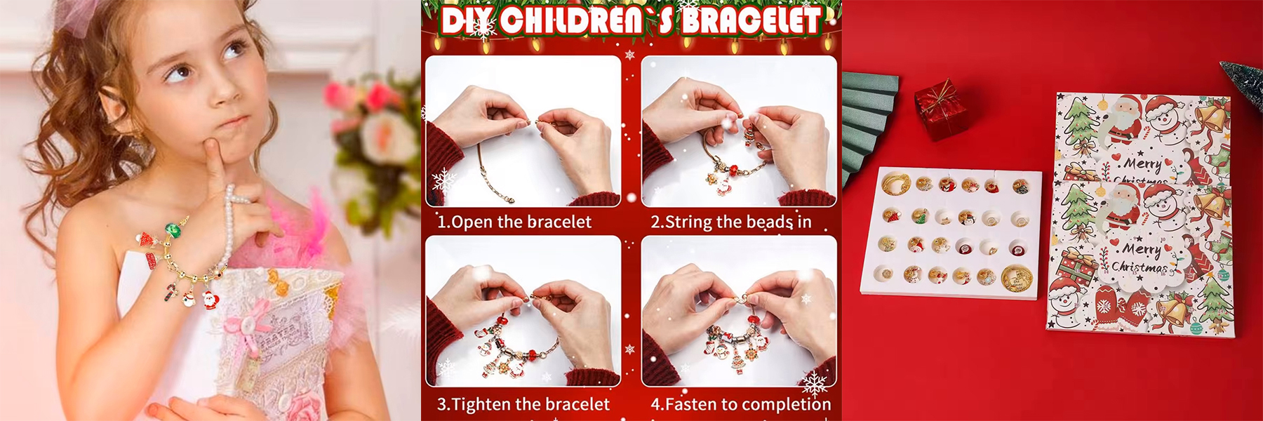 Christmas Advent Calendar DIY Jewelry Kits Children New Year Countdown Gifts Set