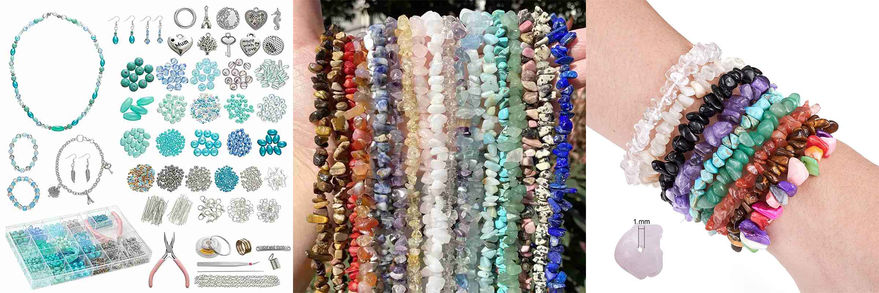 Irregular Natural Stone Jewelry Kits DIY Beaded Jewelry Making Gravel Beads Set