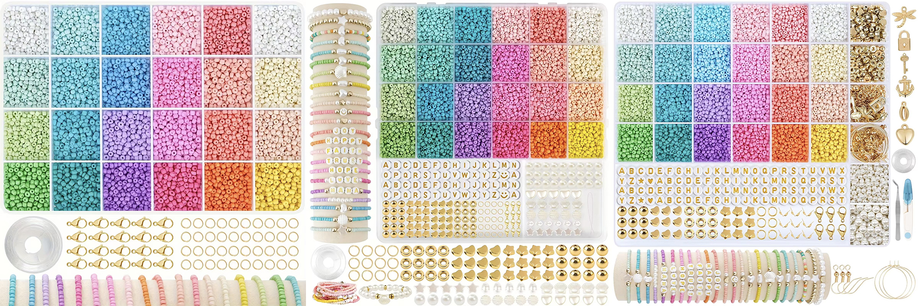 Rainbow Color Tiny Glass Beads Set for Kids Make Friendship Bracelet Accessories