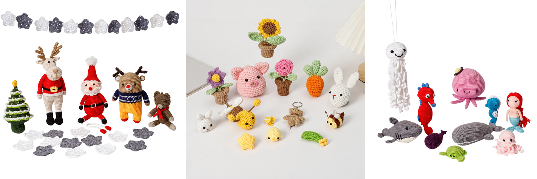 Animal DIY Crochet Doll Kits Cute Lion Fox Shape Crochet Pendant Material Pack