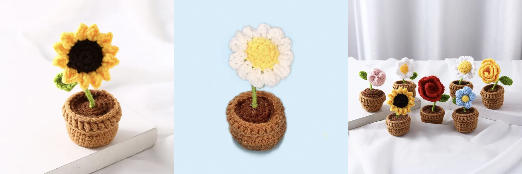 Hot Sale DIY Plant Crochet Flower Hand Knitting Crochet Cotton Doll Handmade Set