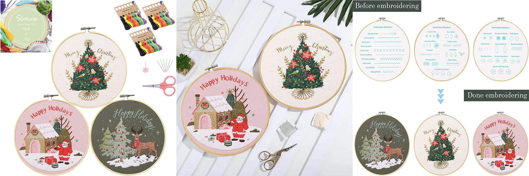 Handmade Embroidery Set Christmas Tree Pattern of Hotselling DIY Sewing Kit Gift