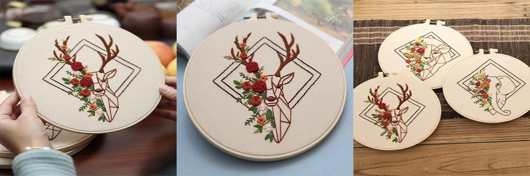 Geometric Animal Embroidery Set Novice DIY Live Room Hang Painting Cross-Stitch