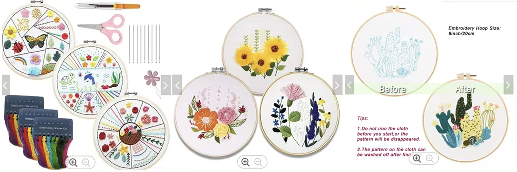 Flower Embroidery Design Beginner DIY Kits Round Cross Stitch Sewing Craft Kits