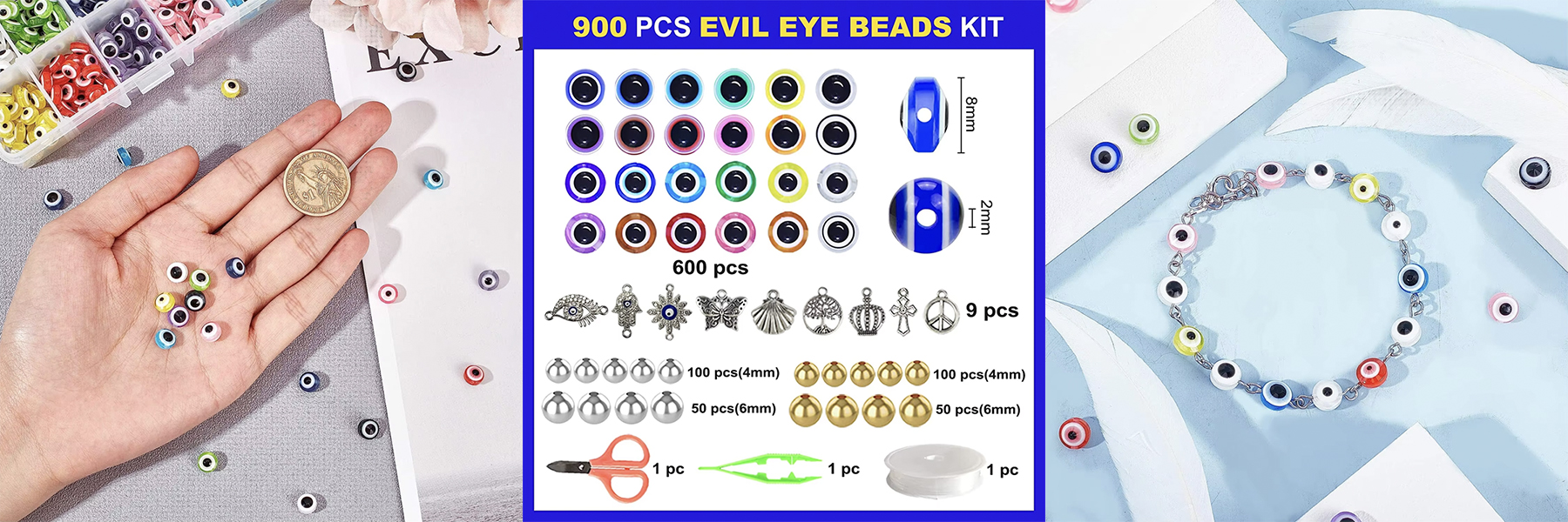 Flat round Eye Shaped Resin Beads for Women Jewelry Making Kit DIY Fashion Style