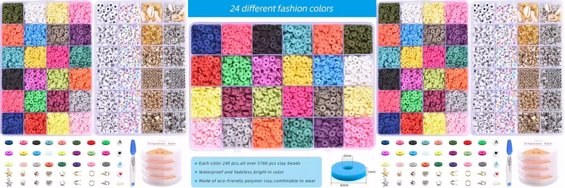 24 Color Clay Beads with 26 Letters Beads Kit Funny Name DIY Making Jewelry Set