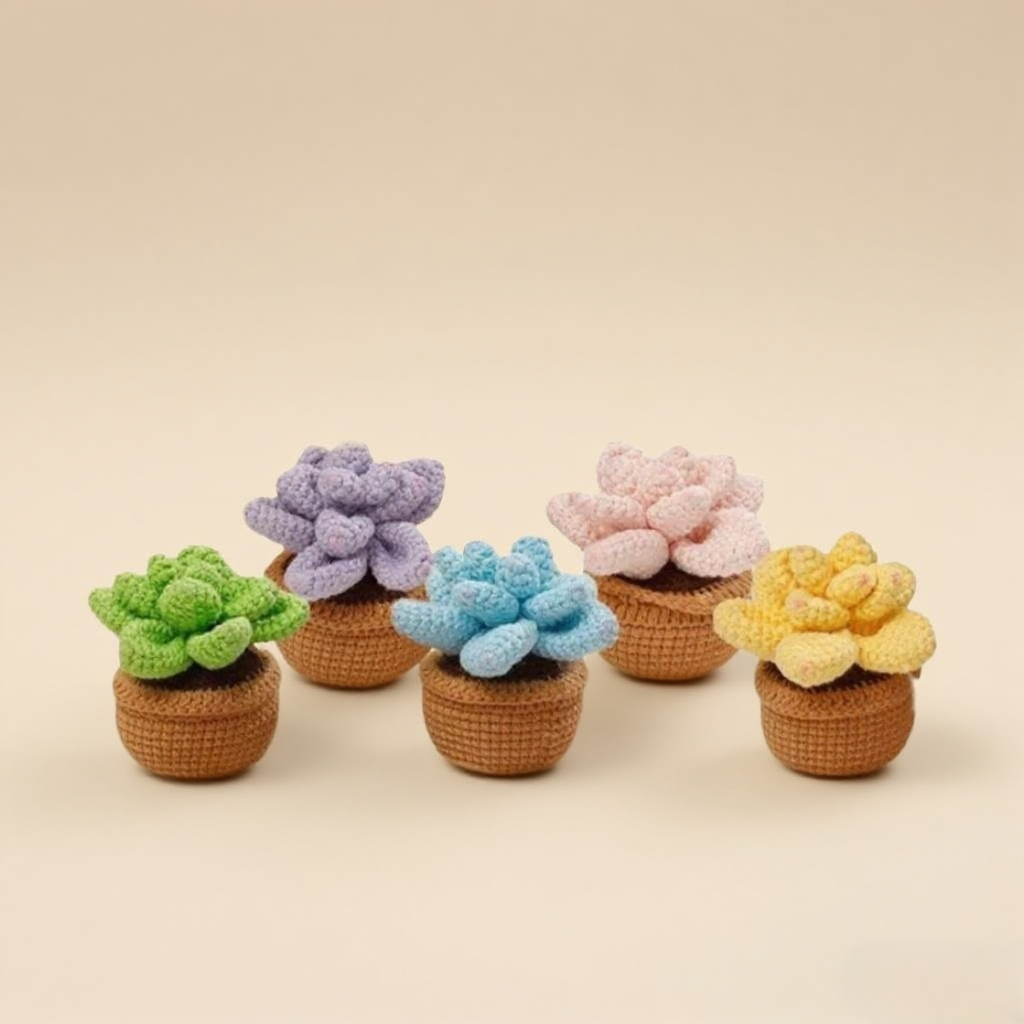 Succulent Crochet Plant Set