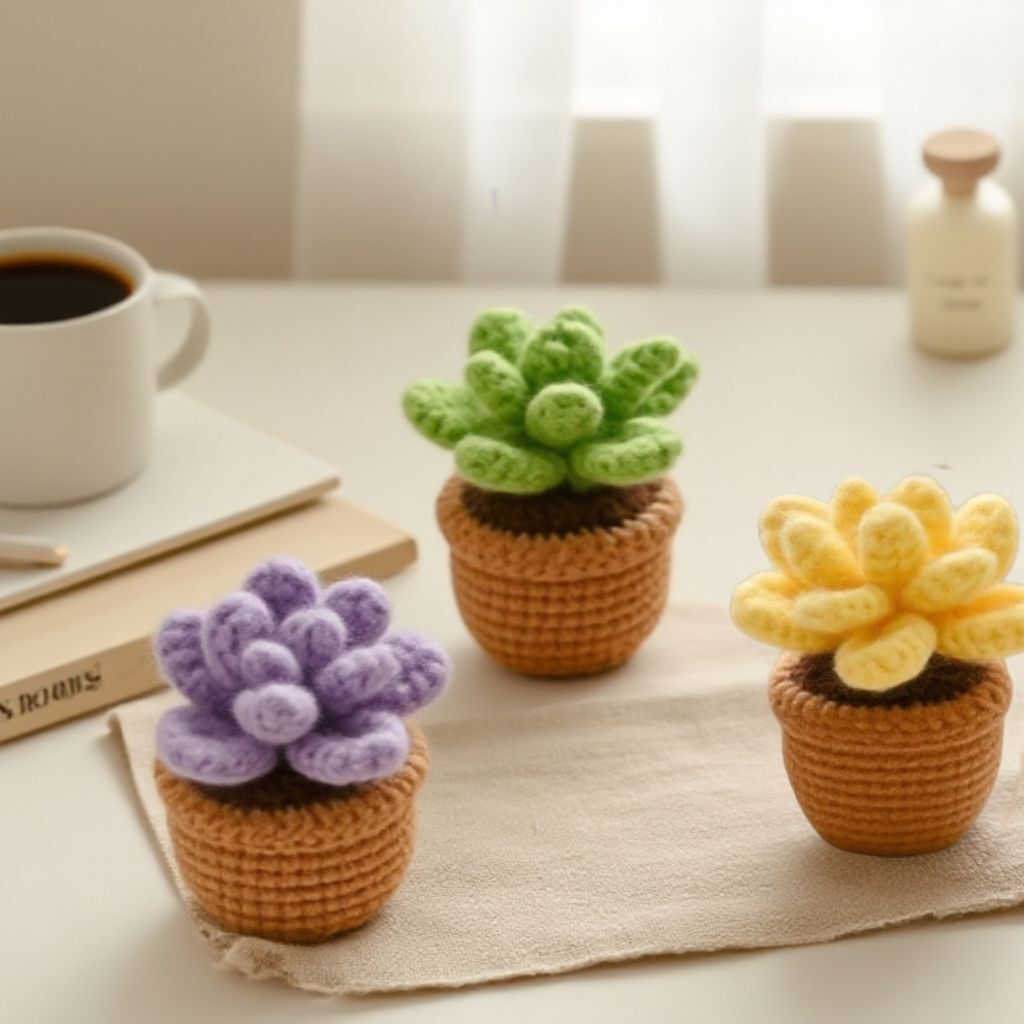 Succulent Crochet Plant Set